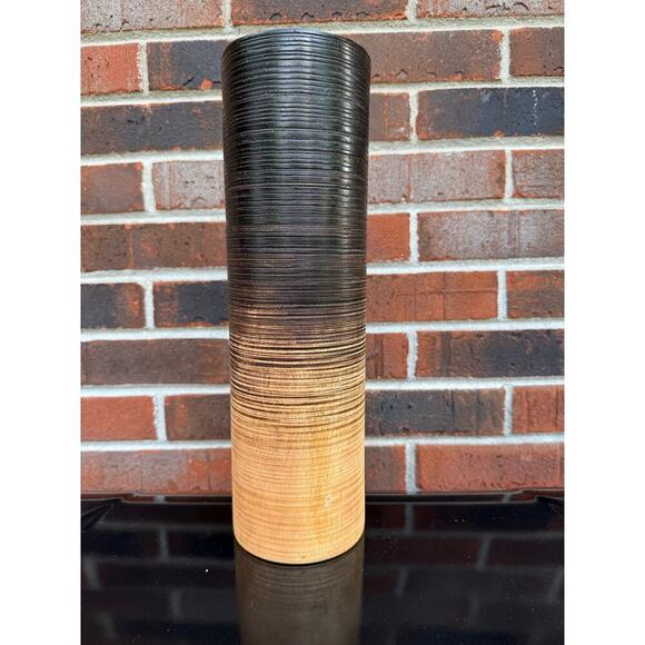 Wooden Vase Grooved Two Toned - Picture 1 of 4